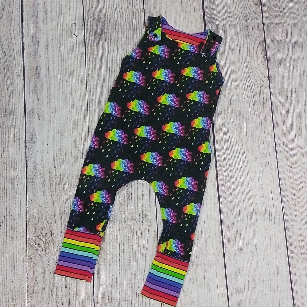 Custom Made ADJUSTABLE Grow-With-Me Infant Toddler Romper 6m-4+y Geometric Rain